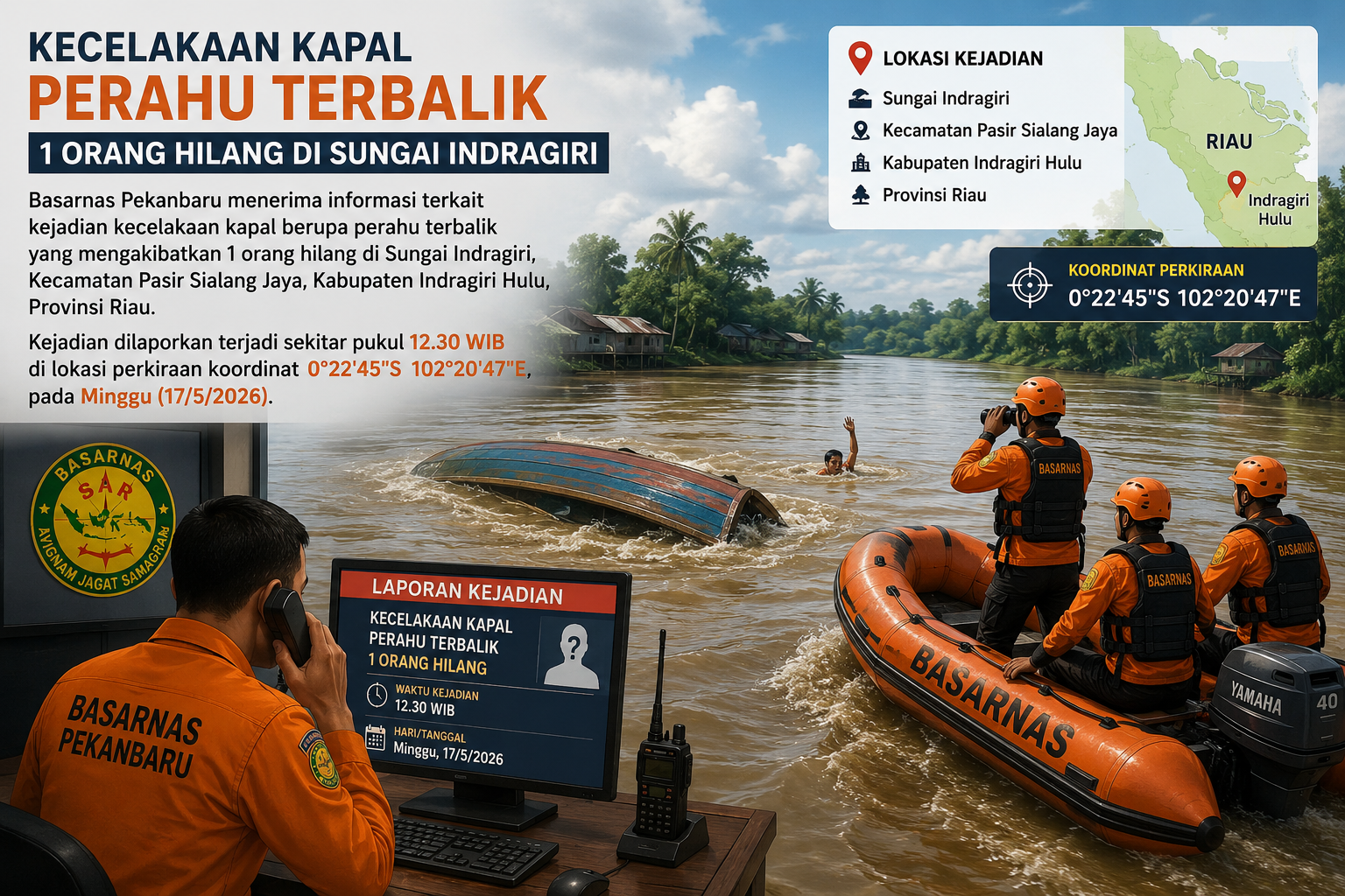 Survei Nasabah Berujung Petaka, Satu Orang Hilang di Sungai Indragiri