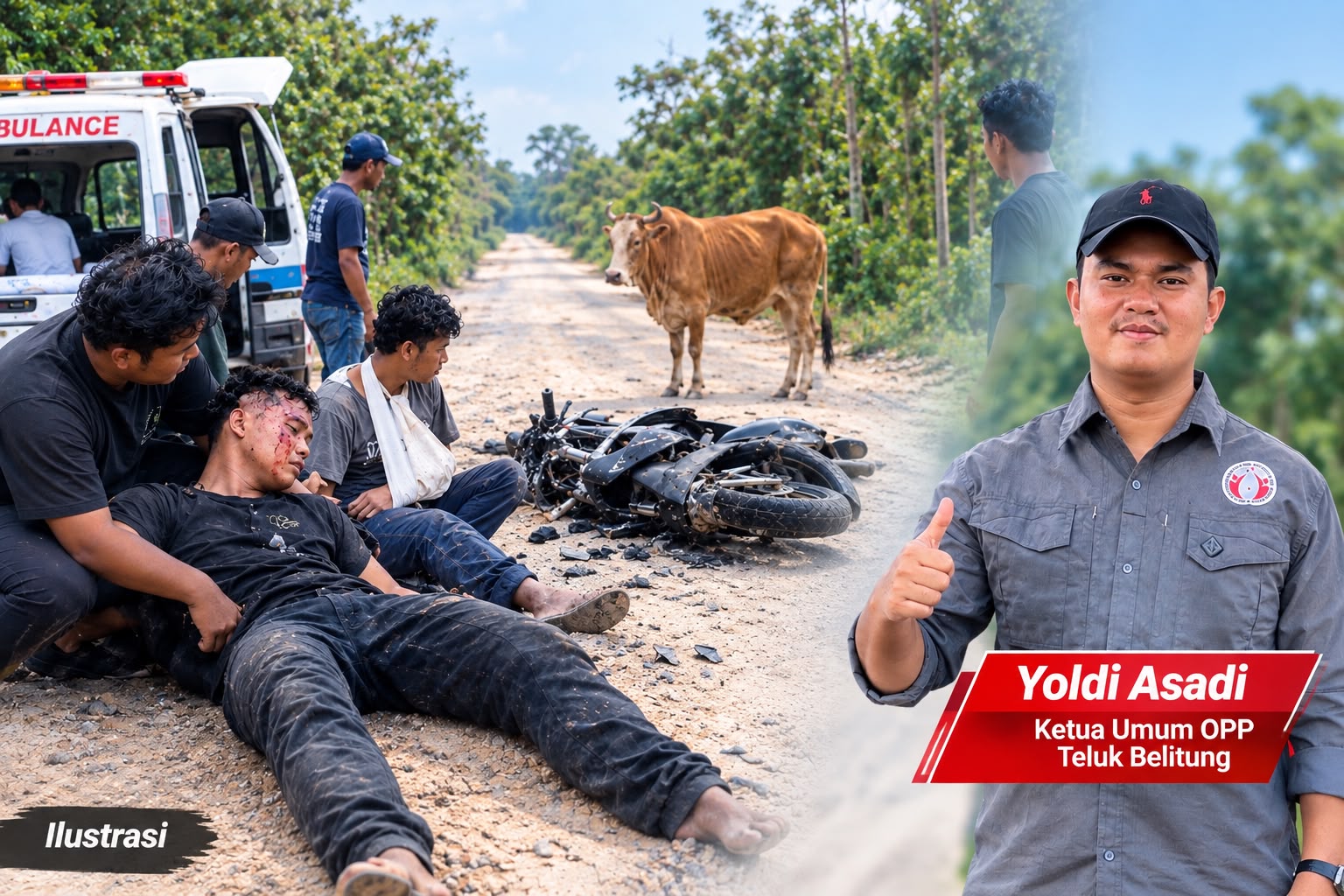 Dua Pemuda Teluk Belitung Jadi Korban Diduga Tabrak Sapi di Jalan PT ITA, OPP Kecam Ternak Berkeliaran